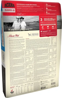 Acana Classics Classic Red achterkant van een verpakking