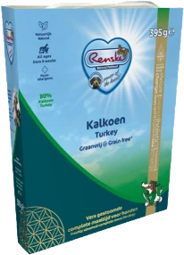 Renske Freshly Steamed Turkey Grainfree Hondenvoer Verpakking