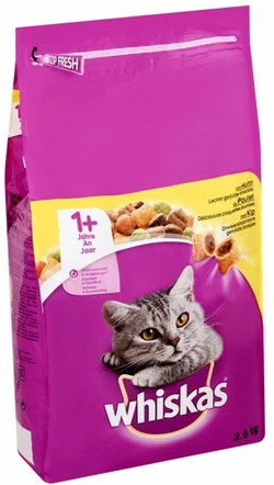 Whiskas Droge Brokjes 1+ Kip 3,8 kg zak kattenvoer
