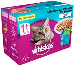 Whiskas Maaltijdzakjes 1+  Vis Selectie in Gelei 12 x 100 gr