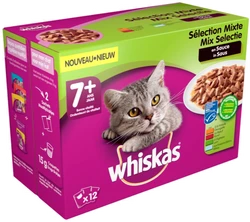 Whiskas Maaltijdzakjes 7+ Mix Selectie in Saus 12 x 100 gr