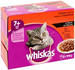 Whiskas Maaltijdzakjes 7+ Classic selectie in Saus 12 x 100 gr