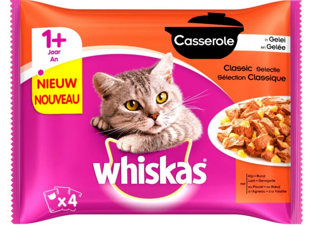 Whiskas Casserole Adult Classic Selectie In Gelei Multipack 