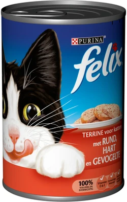 Felix In Blik Terrine met Rund, Hart & Gevogelte 400 gr