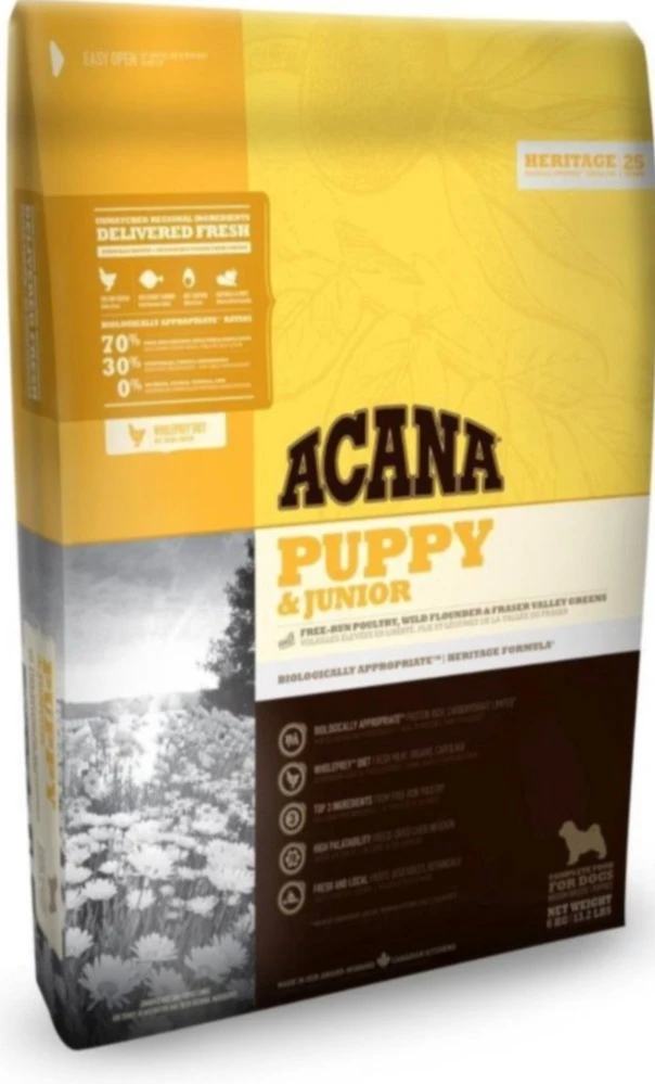 Acana heritage puppy & junior 11,4 kg Acana heritage puppy junior hondenvoer zak van 11,4 kg