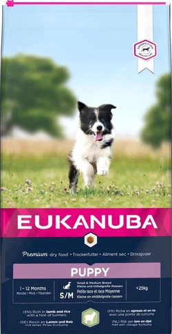 Eukanuba Puppy Small & Medium Breed Lam - Hondenvoer - 12 kg