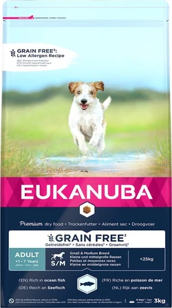 Eukanuba grainfree ocean fish adult s/m breed 3kg