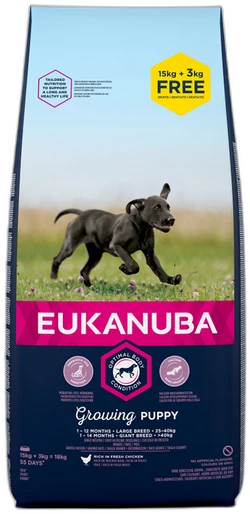 Eukanuba 15 kg + 3 kg gratis! 18 kg Bonusbag  Hondenvoer - Puppy Large Breed