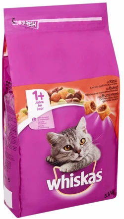 Whiskas Droge Brokjes 1+ Rund 3,8 kg zak kattenvoer