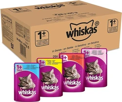 Whiskas 1 -  Kattenvoer - Gehydrateerd - in Verschillende Smaken - 84 Stuks (84 x 100 g)