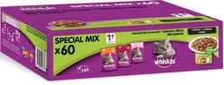Whiskas natte kattenvoeding gevogelte + rund + zalm - 60 stuks - 6000 gram