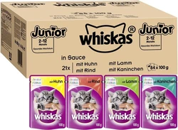 Whiskas Maaltijdzakjes 2 12 maanden Classic Selectie in Saus