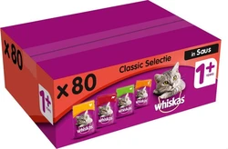 Whiskas 1+ Adult Katten Natvoer - Vlees in Saus - 80 x 100g