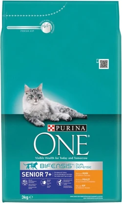 Purina One Senior Kip - Volkoren Granen - 4 x 3 kg - Voordeelverpakking