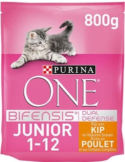 Purina One Bifensis Junior Rijk Aan Kip En Volkoren Granen 800 gram x 3