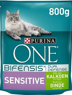 Purina One Bifensis Sensitive Rijk Aan Kalkoen En Rijst 800 gram x 3