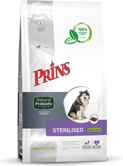 Prins procare protection sterilised is geperste voeding voor volwassen gesteriliseerde/gecastreerde honden van (middel)grote rassen Prins procare protection sterilised 15 kg