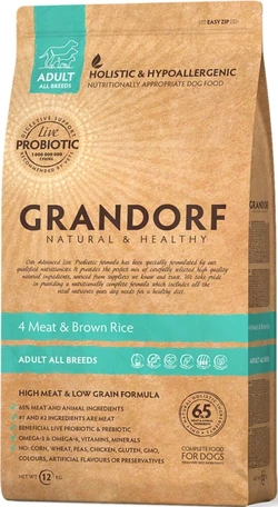 Grandorf 4 meat & brown rice adult all breeds 3kg