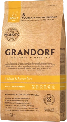 Grandorf 4 Meat & Bruine Rijst Adult Mini Rassen - 3kg Verpakking Hondenvoer