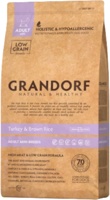 Grandorf Turkey & Brown Rice Adult Mini-Breeds - 3kg Verpakking Hondenvoer