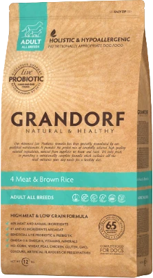 Grandorf 4 Meat & Brown Rice Adult All Breeds - 10kg Verpakking Hondenvoer