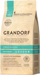 Grandorf 4 Meat & Brown Rice Indoor Adult - 2kg Verpakking Kattenvoer