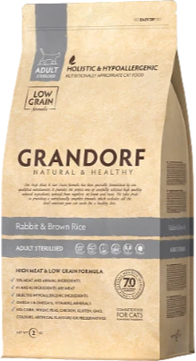 Grandorf Rabbit & Brown Rice Sterilised Adult - 2kg Verpakking Kattenvoer