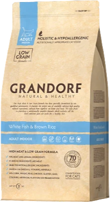 Grandorf White Fish & Brown Rice Indoor Adult - 2kg Verpakking Kattenvoer