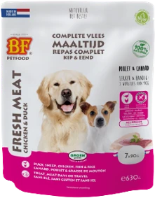 BF Petfood Fresh Meat Chicken & Duck 90gr Hondenvoer Verpakking 