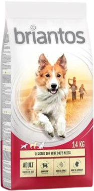 Briantos Adult Chicken & Rice 14kg Hondenvoer Verpakking Briantos Adult Chicken & Rice 14kg Hondenvoer Verpakking
