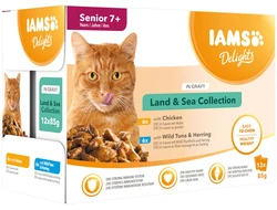IAMS  Delights Senior Land & Sea Collection in Saus - 12 x 85 g