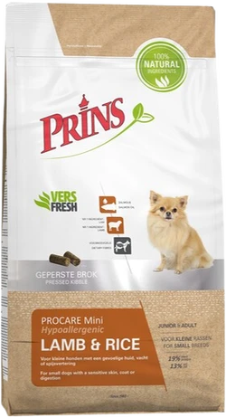 Prins Lamb & Rice Hypoallergenic Mini 15 kg Hondenvoer Verpakking Prins Lamb & Rice Hypoallergenic Mini 15 kg Hondenvoer Verpakking