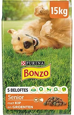 Bonzo Senior met Kip en Groenten - voor Honden vanaf 7 jaar - 15kg