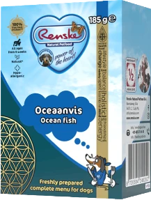 Renske Freshly Prepared Ocean Fish 185 g Hondenvoer Verpakking