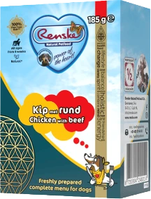 Renske Freshly Prepared Chicken & Beef 185 g Hondenvoer Verpakking