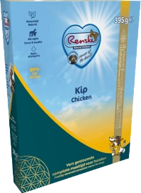 Renske Freshly Steamed Chicken 395g Hondenvoer Verpakking