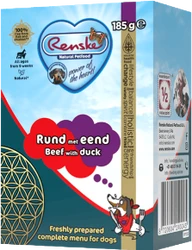 Renske Freshly Prepared Beef & Duck 185 g Hondenvoer Verpakking Renske Freshly Prepared Beef & Duck 185 g Hondenvoer Verpakking