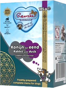 Renske Freshly Prepared Rabbit & Duck Grainfree 185 g Hondenvoer Verpakking