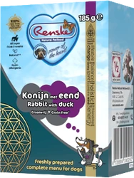 Renske Freshly Prepared Rabbit & Duck Grainfree 185 g Hondenvoer Verpakking Renske Freshly Prepared Rabbit & Duck Grainfree 185 g Hondenvoer Verpakking