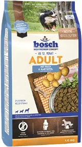 Bosch HPC Adult Fish & Potato 3 kg Hondenvoer Verpakking Bosch HPC Adult Fish & Potato 3 kg Hondenvoer Verpakking