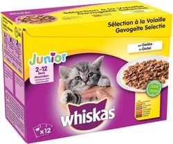 Whiskas Junior Maaltijdzakjes Gevogelte Selectie In Gelei 2-12 maanden - 12x100g