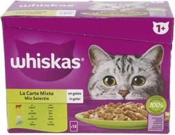 Whiskas Maaltijdzakjes 1+  Mix Selectie in Gelei 12x85g