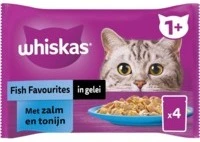 Whiskas Maaltijdzakjes 1+  Vis Selectie in Gelei 4x85g