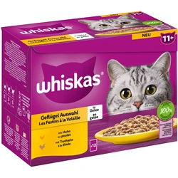 Whiskas Maaltijdzakjes 11+ Gevogelte Selectie in Gelei 12x85g