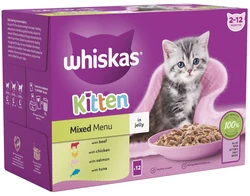 Whiskas Maaltijdzakjes 2-12 maanden Gemengde Selectie in Gelei 12x85g