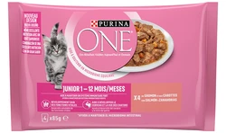 Purina One Junior 1-12 Natvoer 4 x 85 g Kattenvoer Purina One Junior 1-12 Natvoer 4 x 85 g Kattenvoer