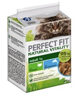Perfect Fit Natural Vitality Adult 1+ Diepzeevis met Kalkoen 6 x 50 g Perfect Fit Natural Vitality Adult 1+ Diepzeevis met Kalkoen 6 x 50 g