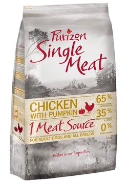 Purizon Single Meat Adult Kip met Pompoen 12 kg