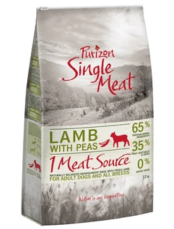 Purizon Single Meat Adult Lam met erwten Honden Droogvoer 12 kg