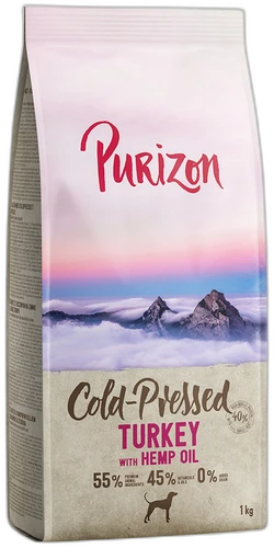 Purizon Coldpressed Kalkoen met Hennepolie  Hondenvoer 1 kg